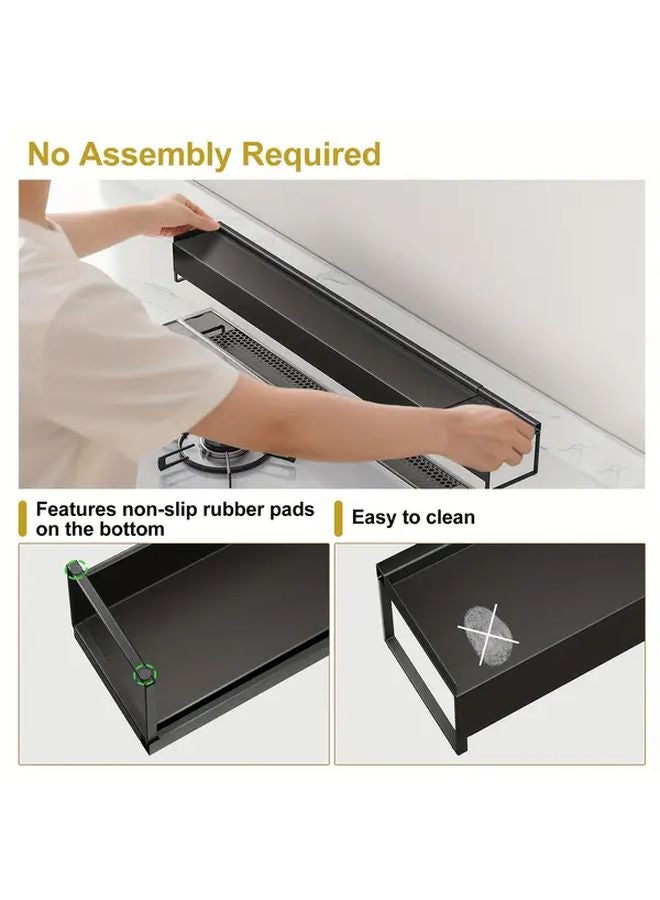 Retractable Black Heat Resistant Stove Storage Shelf With Exhaust Bracket - Image 4