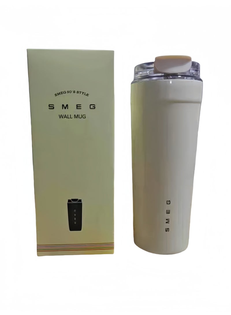 SMEG 550ML Coffee Mug,Insulated Beverage Cup With Leakproof Lid, Travel Portable Car Drinking Cupï¼316 Stainless Steel Vacuum Leak proof Thermos Cup, White - Image 1