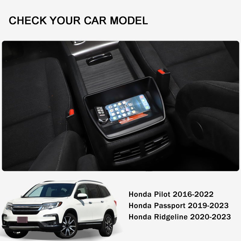 HIRUFAIT Center Console Organizer Tray for Honda Pilot 2016-2022/ Ridgeline 2020-2023/ Passport 2019-2023 Accessories, ABS Central Control Armrest Secondary Storage Box - Image 2