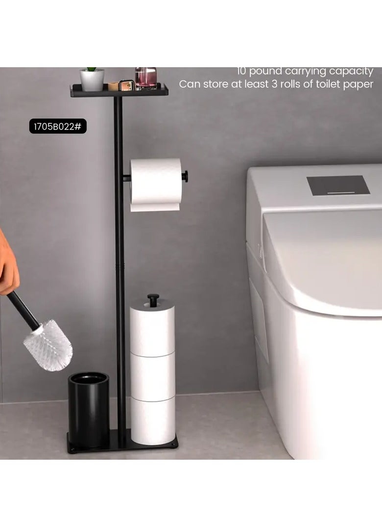 Generic - Versatile Bathroom Toilet Paper Holder – Freestanding and Wall-Mount Options, Durable Wrought Iron Design with Storage Shelf and Built-In Brush, Space-Saving Tissue Organizer for Modern Bathroom Décor - Image 1