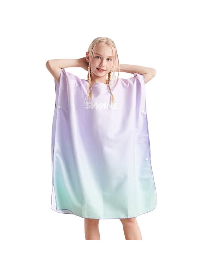 Swans Children'S Quick-Drying Bath Towel Cape With Hood, For Girls And Boys, Absorbent Beach Towel, Hot Spring Bathrobe, 111 Pink Purple - Image 1