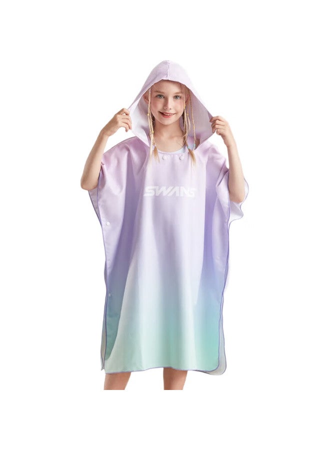 Swans Children'S Quick-Drying Bath Towel Cape With Hood, For Girls And Boys, Absorbent Beach Towel, Hot Spring Bathrobe, 111 Pink Purple - Image 2