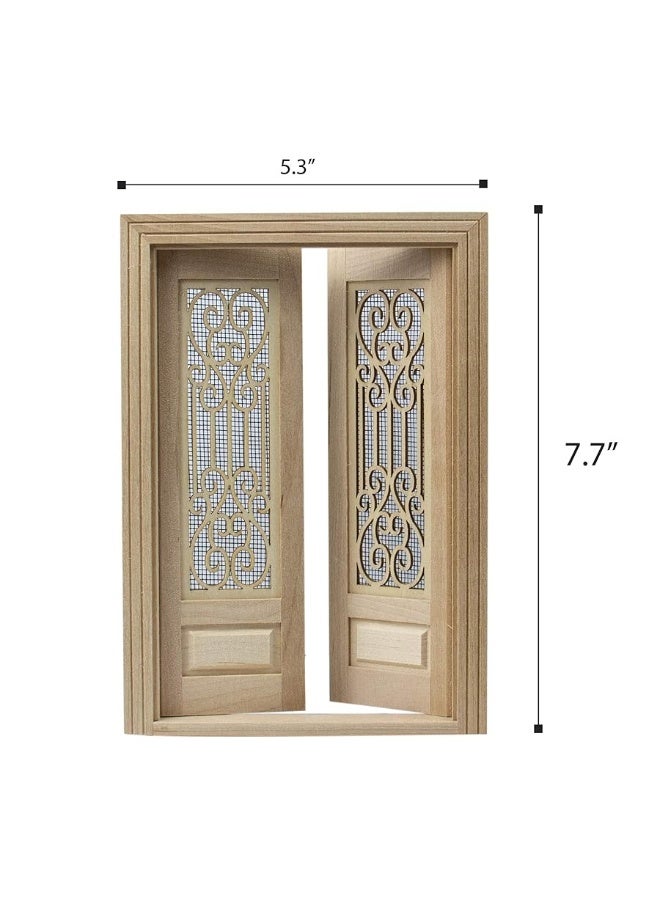 AUEAR, 1:12 Dollhouse Miniature Furniture Unpaint Wooden Doors for DIY Scene Doll Home Furniture Craft (2 Horizontal Panel) - Image 2
