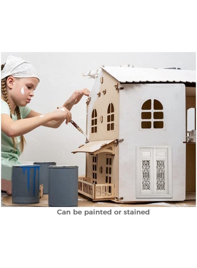 AUEAR, 1:12 Dollhouse Miniature Furniture Unpaint Wooden Doors for DIY Scene Doll Home Furniture Craft (2 Horizontal Panel) - Image 5