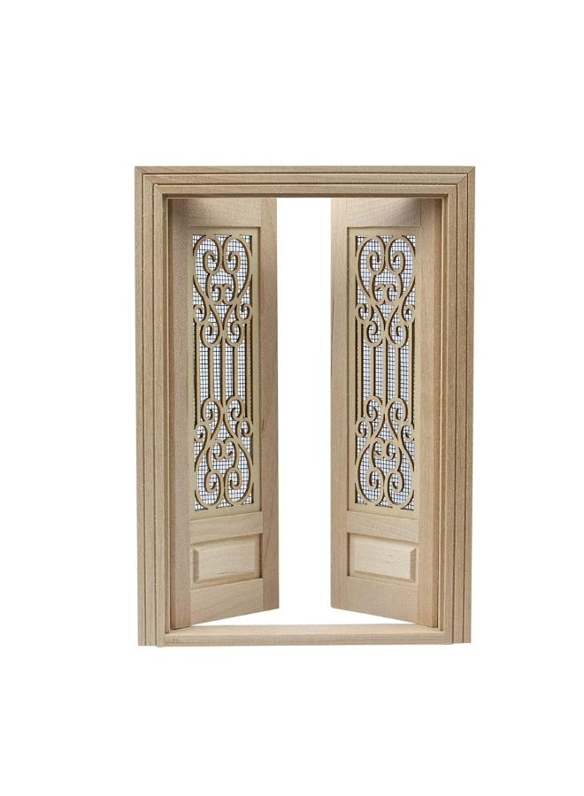 AUEAR, 1:12 Dollhouse Miniature Furniture Unpaint Wooden Doors for DIY Scene Doll Home Furniture Craft (2 Horizontal Panel) - Image 4