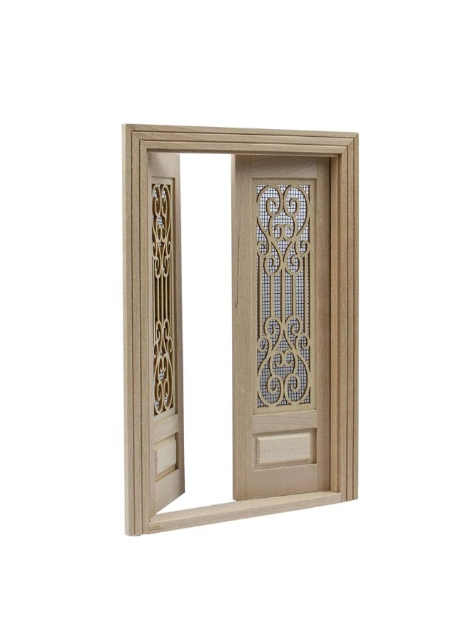 AUEAR, 1:12 Dollhouse Miniature Furniture Unpaint Wooden Doors for DIY Scene Doll Home Furniture Craft (2 Horizontal Panel) - Image 1