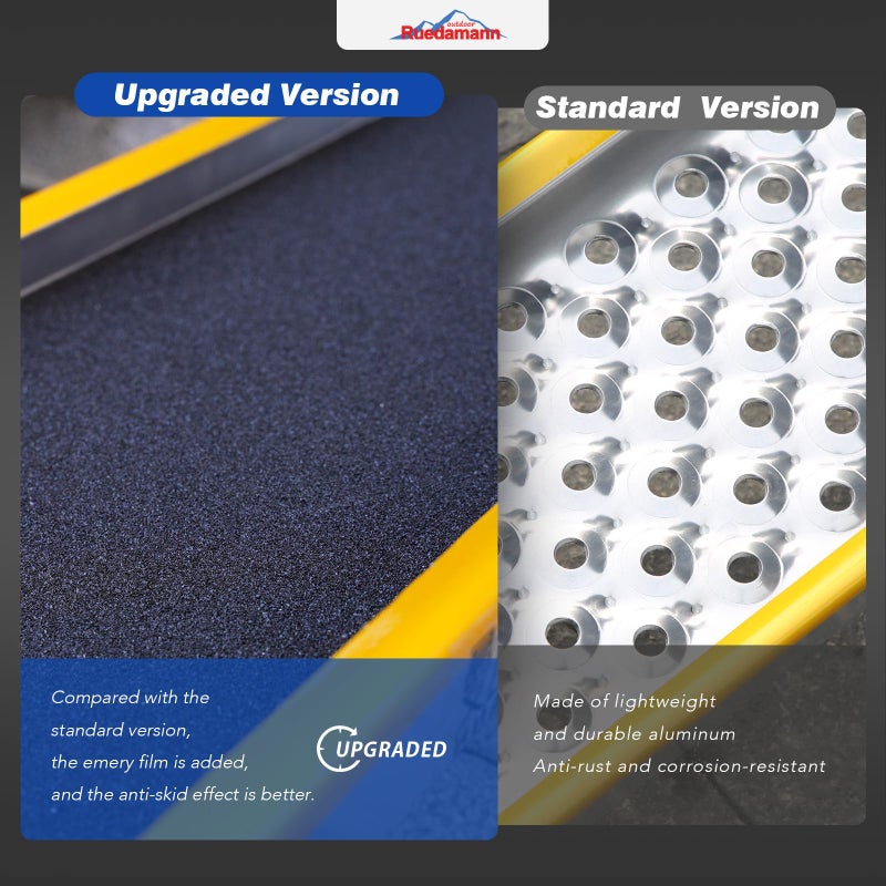 Ruedamann 71" Aluminum Loading Ramps for Pickup Trucks Trailers, Folding Motorcycle Ramp, 600Lbs Capacity, Snowmobile Ramp, ATV Truck Ramps for Dirt Bike, Tractor, Tailgate Bed, Usable Width 8.5", 1PC - Image 5