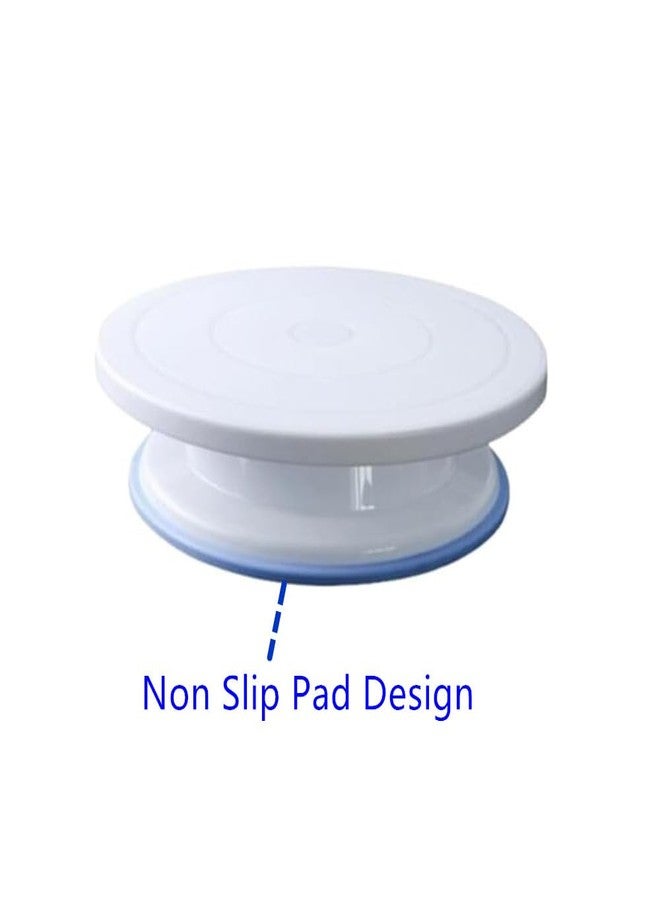 Ebonee Rotating Cake Turntable Stand with Non Slip Pad, 11 Inch Revolving Turn Table Top for Pastries Cookies Cupcakes Decorating, Rotary Round Cake Display Stand Supplies Kit (White) - Image 3