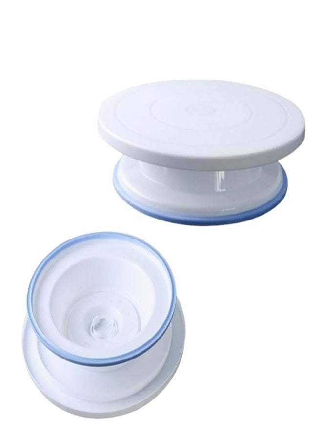 Ebonee Rotating Cake Turntable Stand with Non Slip Pad, 11 Inch Revolving Turn Table Top for Pastries Cookies Cupcakes Decorating, Rotary Round Cake Display Stand Supplies Kit (White) - Image 4