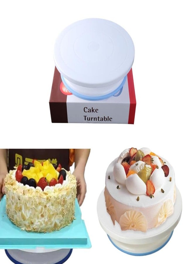 Ebonee Rotating Cake Turntable Stand with Non Slip Pad, 11 Inch Revolving Turn Table Top for Pastries Cookies Cupcakes Decorating, Rotary Round Cake Display Stand Supplies Kit (White) - Image 5