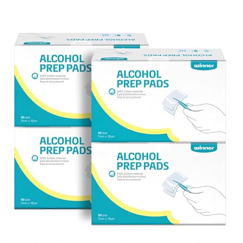 Winner Alcohol Wipes Individually Wrapped, 6" x 4" Large Prep Pads with 70% Isopropyl Alcohol, Essential for First Aid, Home and Laboratories, 4-Ply, 200 Count - Image 1