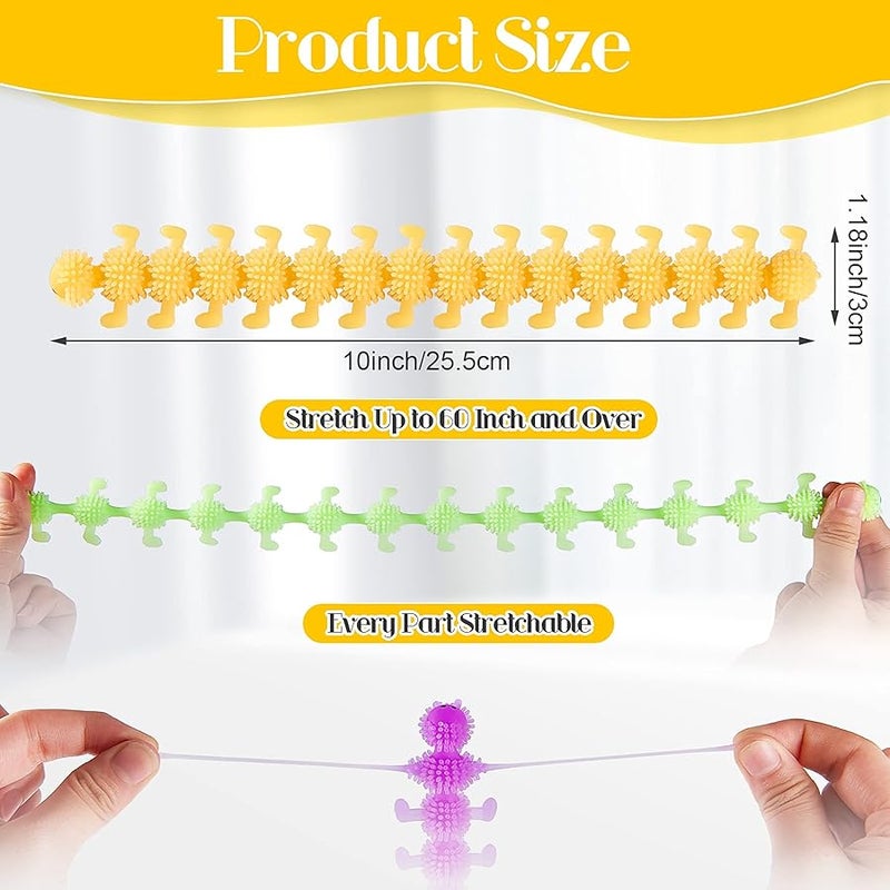 Sumind 6 Pieces Stretchy Fidget Toy Luminous Sensory Fidget Toy Stretchy String Toys for Anxiety Stress Relief for Home School Autism ADHD Calming Relaxing, 6 Colors (Caterpillar Style) - Image 2
