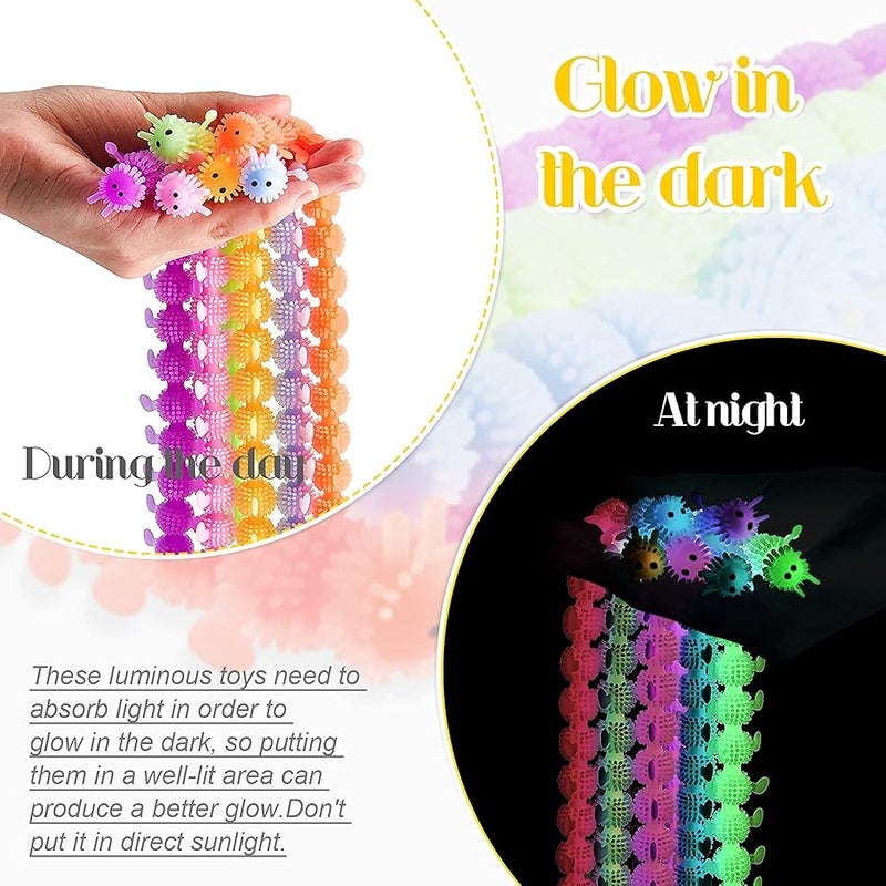 Sumind 6 Pieces Stretchy Fidget Toy Luminous Sensory Fidget Toy Stretchy String Toys for Anxiety Stress Relief for Home School Autism ADHD Calming Relaxing, 6 Colors (Caterpillar Style) - Image 4