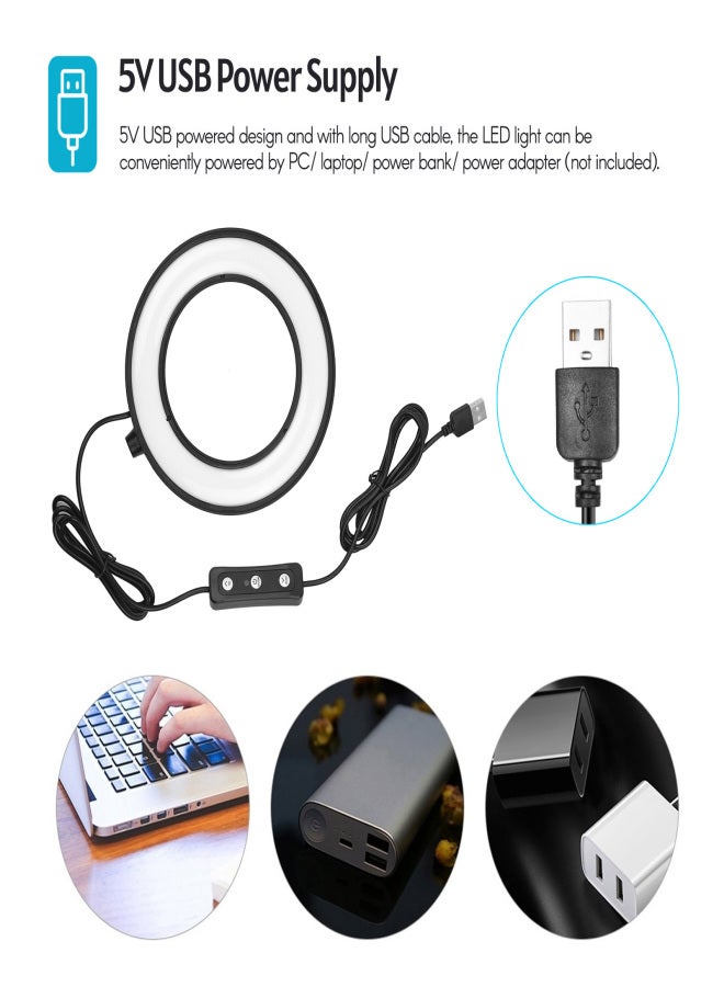 أندوير مجموعة إضاءة حلقية LED PH-01 مقاس 6 بوصات تتضمن 1* إضاءة حلقية USB 5600K + 1* حامل ثلاثي لسطح المكتب + 1* رأس كروي معدني مرن + 4* ألوان (أحمر/أصفر/أزرق/أخضر) للبث المباشر عبر الإنترنت - Image 2