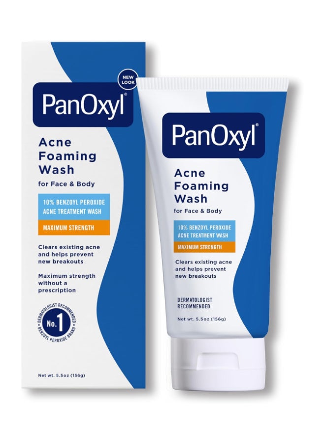 PanOxyl Acne Foaming Wash, Peroxide 10% Maximum Strength 5.5 Oz Packaging May Vary - Image 1