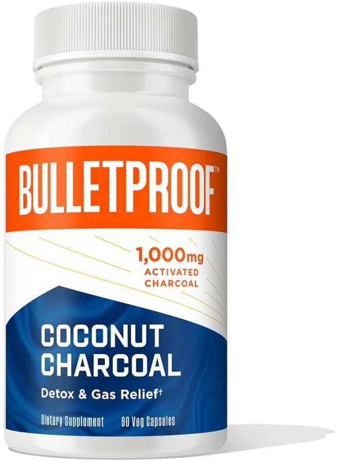Bulletproof Coconut Charcoal Detox And Gas Relief Capsules, 90 Count, Sourced From 100% Coconut Shells - Image 1