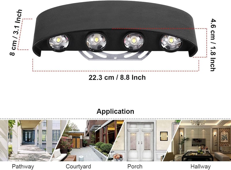 مصباح حائط LED حديث - وحدة إضاءة داخلية لأعلى وأسفل مع ضوء أبيض دافئ 3000K - Image 2