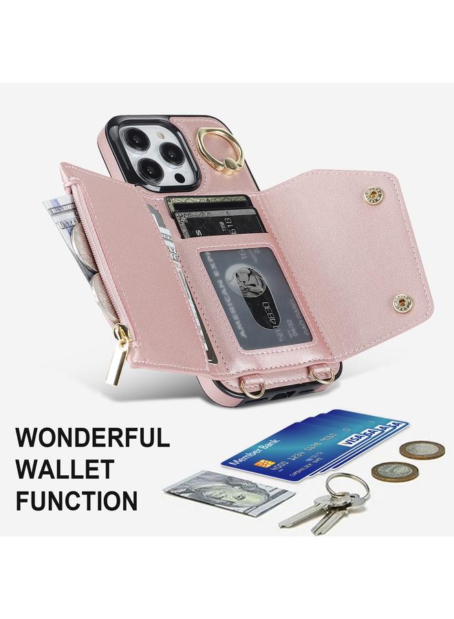 اس-توب جراب لهاتف iPhone 13 Pro Max مزود بسحاب وحقيبة بطاقات وحبل مزدوج - Image 4