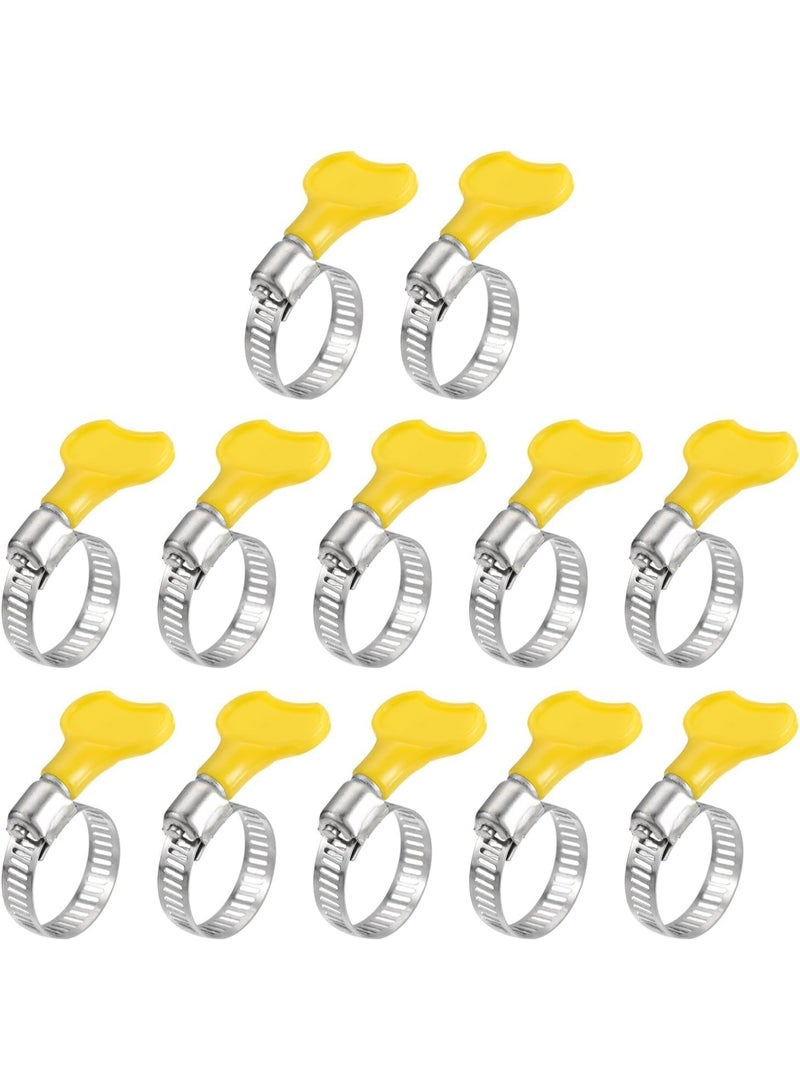 VITION 12pcs Steel Hose Clamps, 16-25mm Adjustable Pipe Clips with Plastic Handle for Securing Connections Gas Lines, Water, Oil Pipes - Image 1