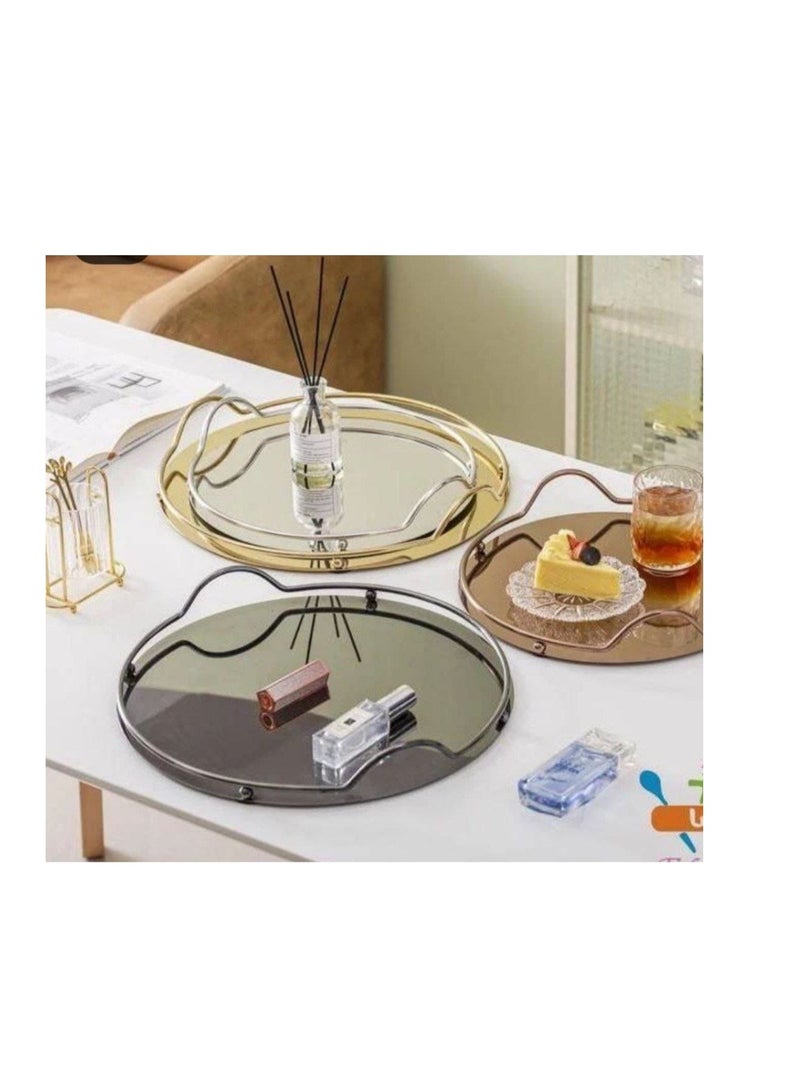 Round serving tray set In beautiful and varied colors, stainless steel, making it the most beautiful two-piece serving tray. Very chic for serving, mirror-like shine. The set consists of two pieces in sizes to suit all your needs. A stainless steel serving tray set. - Image 2