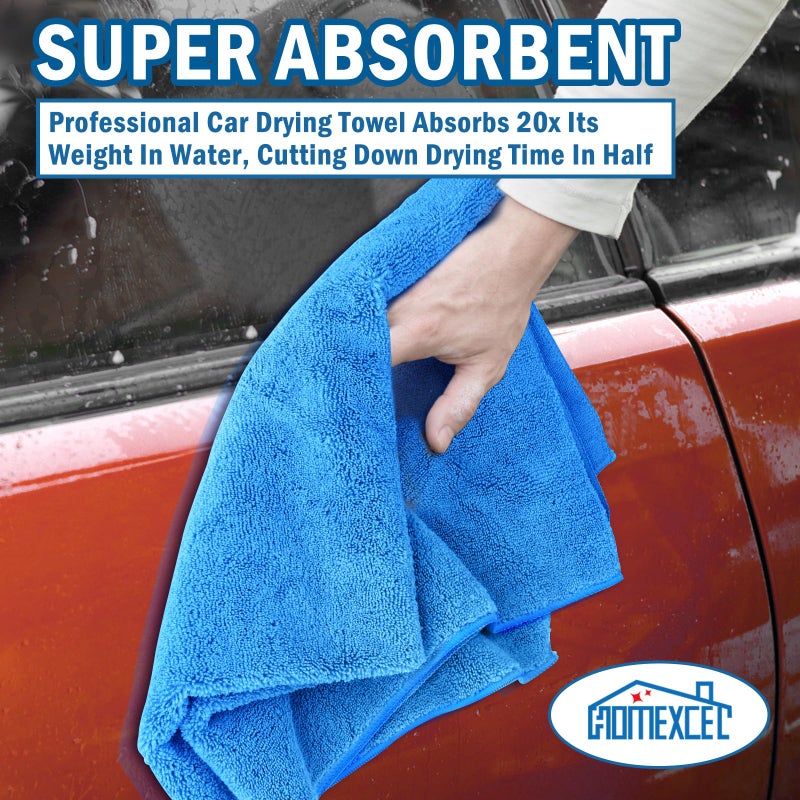 HOMEXCEL Professional Large Microfiber Car Drying Towels 2 Pack, Lint Free, Scratch Free, Highly Absorbent Drying Towel for Cars, SUVs, RVs, Trucks, and Boats,31" x 24",Blue - Image 4