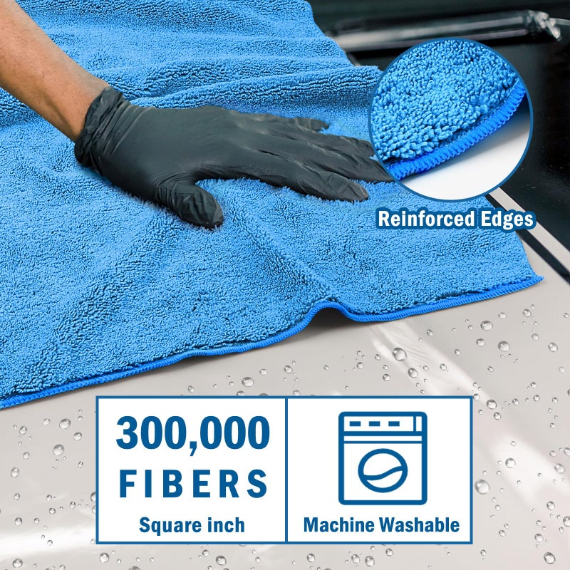 HOMEXCEL Professional Large Microfiber Car Drying Towels 2 Pack, Lint Free, Scratch Free, Highly Absorbent Drying Towel for Cars, SUVs, RVs, Trucks, and Boats,31" x 24",Blue - Image 2