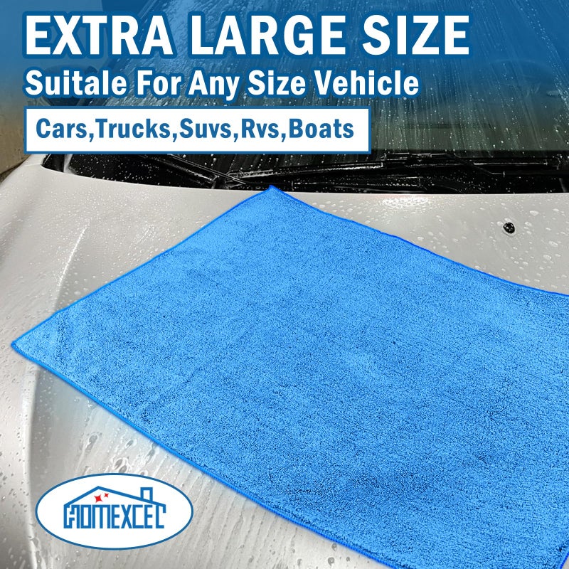 HOMEXCEL Professional Large Microfiber Car Drying Towels 2 Pack, Lint Free, Scratch Free, Highly Absorbent Drying Towel for Cars, SUVs, RVs, Trucks, and Boats,31" x 24",Blue - Image 5