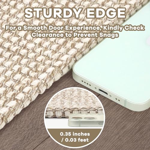 EARTHALL Woven Area Rug 2x3 Ft Washable Rugs for Entryway Braided Non Slip Throw Rugs Door Mat Indoor Outdoor Entrance Small Cotton Woven Carpet for Kitchen Foyer Front Door BeigeIvory - Image 3