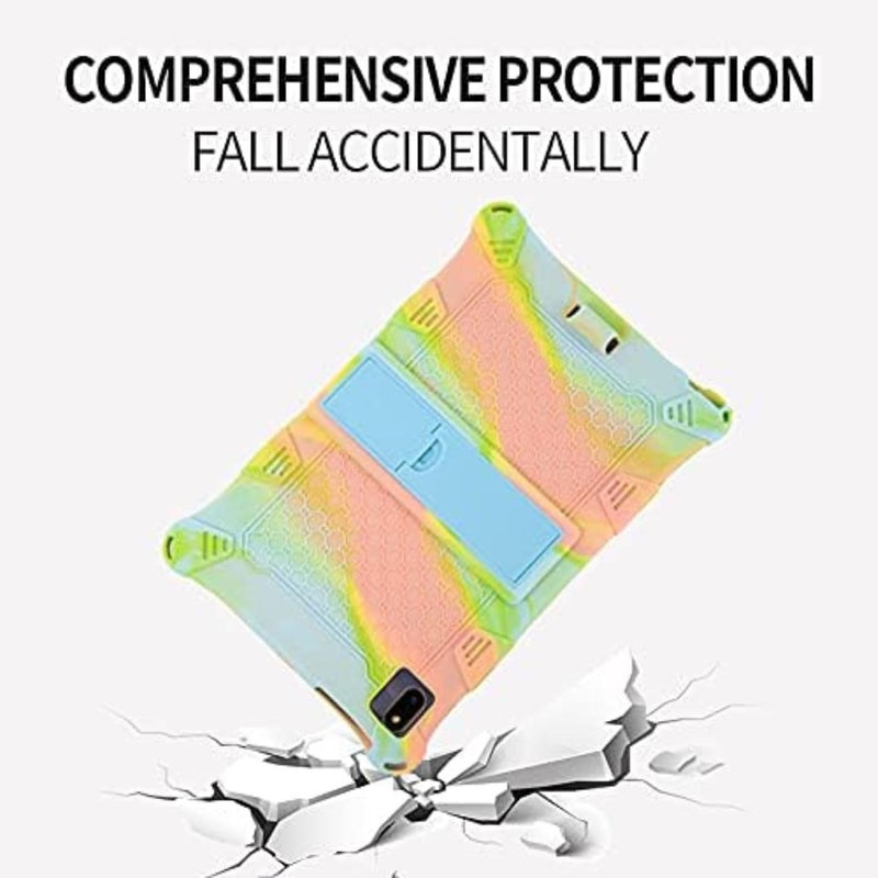 هايدو جراب 3 في 1 لجهاز Lenovo Tab M10 الجيل الثالث 2022 - مقاس 10.1 بوصة، جراب ناعم رفيع للأطفال، جراب سيليكون واقي مع حزام واحد وقلم واحد لجهاز لوحي طراز Tb-328 باللونين الوردي والأزرق المختلطين - Image 2