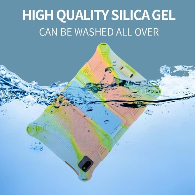 هايدو جراب 3 في 1 لجهاز Lenovo Tab M10 الجيل الثالث 2022 - مقاس 10.1 بوصة، جراب ناعم رفيع للأطفال، جراب سيليكون واقي مع حزام واحد وقلم واحد لجهاز لوحي طراز Tb-328 باللونين الوردي والأزرق المختلطين - Image 5