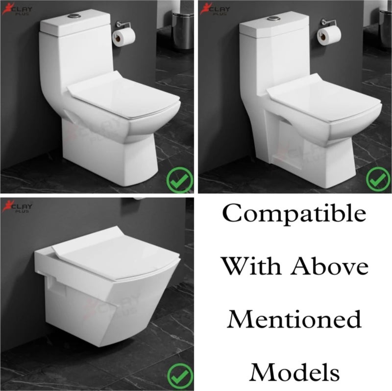 Clay Plus غطاء مقعد مرحاض بطيء الإغلاق بلمسة لامعة مقعد مريح سهل الصيانة بدون صدمات لمرحاض (735 غطاء مقعد) - Image 2