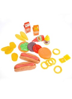 PowerTRC Fast Food Pretend Play Set | Includes Burger, Hot Dog, Potato Chips, Onion Rings, Corn and More Accessories | Cooking Play Set  - Image 3