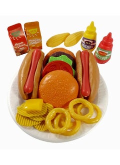 PowerTRC Fast Food Pretend Play Set | Includes Burger, Hot Dog, Potato Chips, Onion Rings, Corn and More Accessories | Cooking Play Set  - Image 5