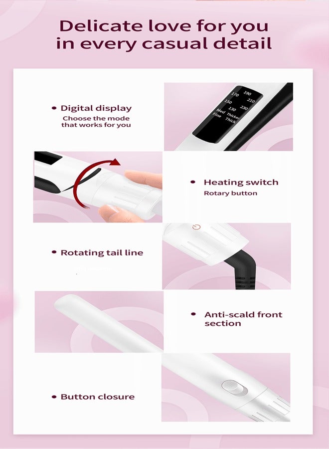 Hair Straightener With Bottom Rotation Gear Adjustment, Smart Thermostat, MCH Tech 15 Second Rapid Heating and Smart Display HS2  - White