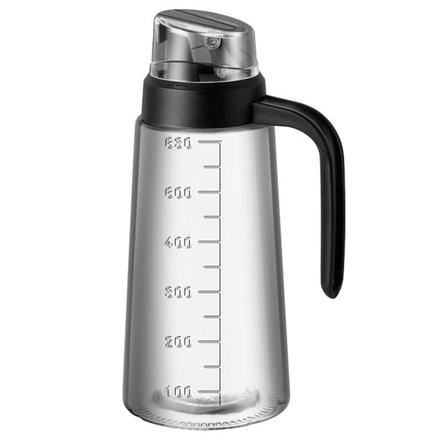 Cazuela Auto Flip Olive Oil Dispenser Bottle for Kitchen 630 ML Condiment Container With Automatic Cap and Stopper Leakproof Vinegar Glass Cruet for Cooking Multi Color