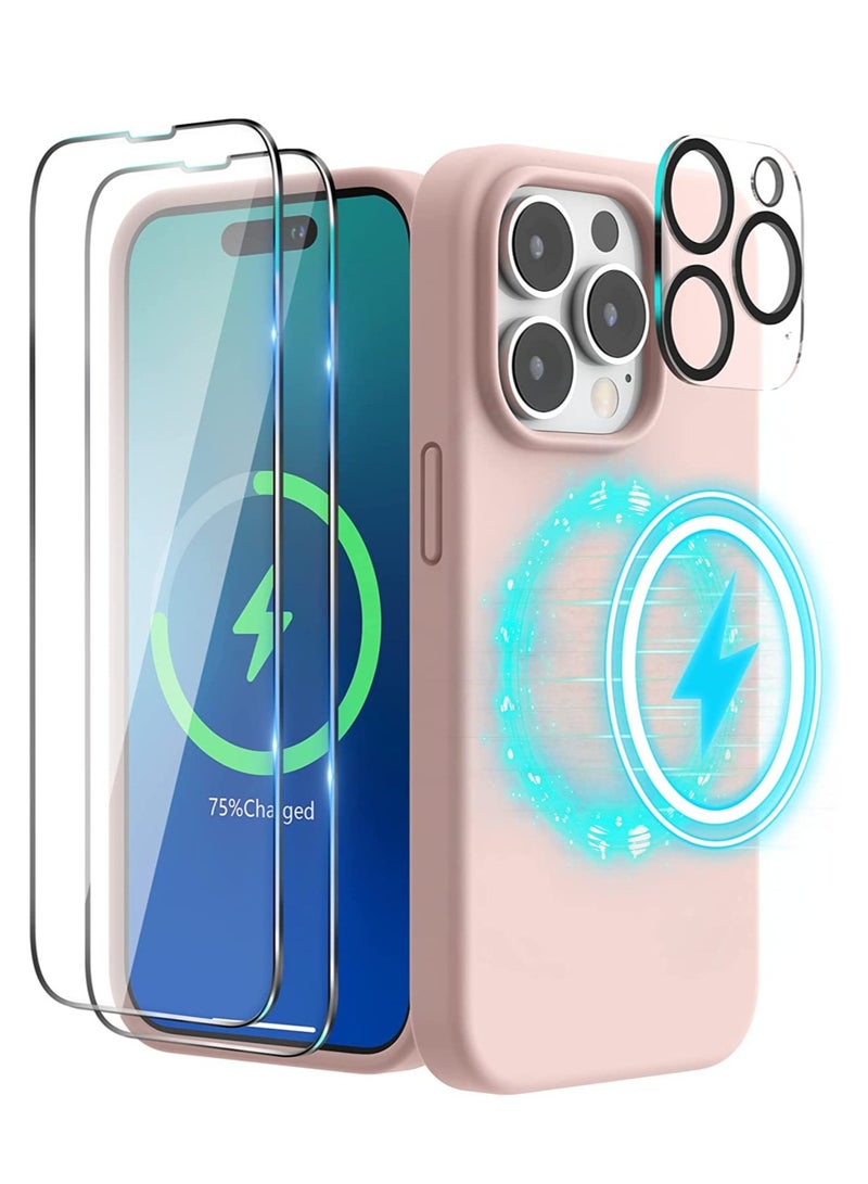 ELTRAZONE Magnetic Case Designed for iPhone 14 Pro Max Case 6.7 inch (2022), Compatible with MagSafe, Liquid Silicone Phone Case for iPhone 14 Pro Max, Chakl Pink - Image 1