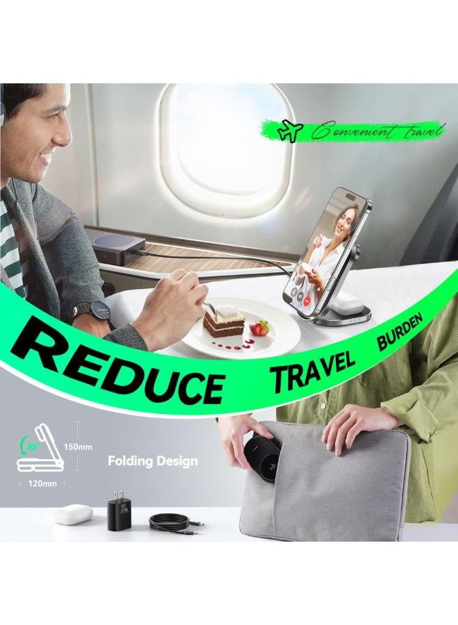 جوي روم محطة شحن قابلة للطي 15 واط MagSafe للشحن السريع 5 واط ل AirPods و 3 واط ل Apple Watch 3 في 1 محطة شحن لاسلكية MagSafe - Image 3