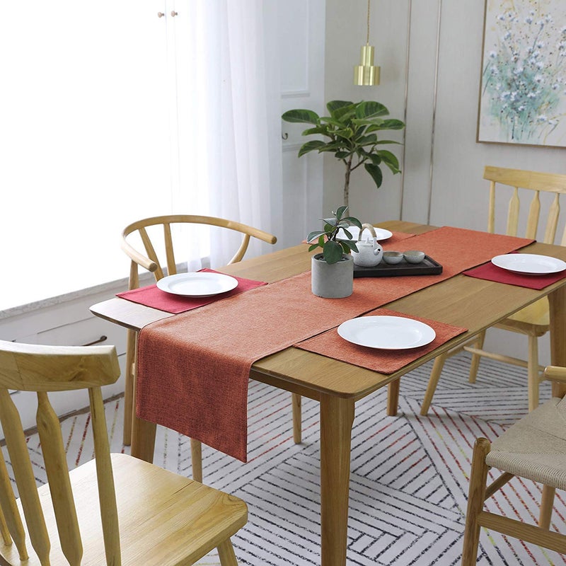 CASANEST Jute Table Runner with Backing Heat Resistant Dining Table Runner for Dining Table Wedding Party 12 x 60 inchesOrange - Image 3