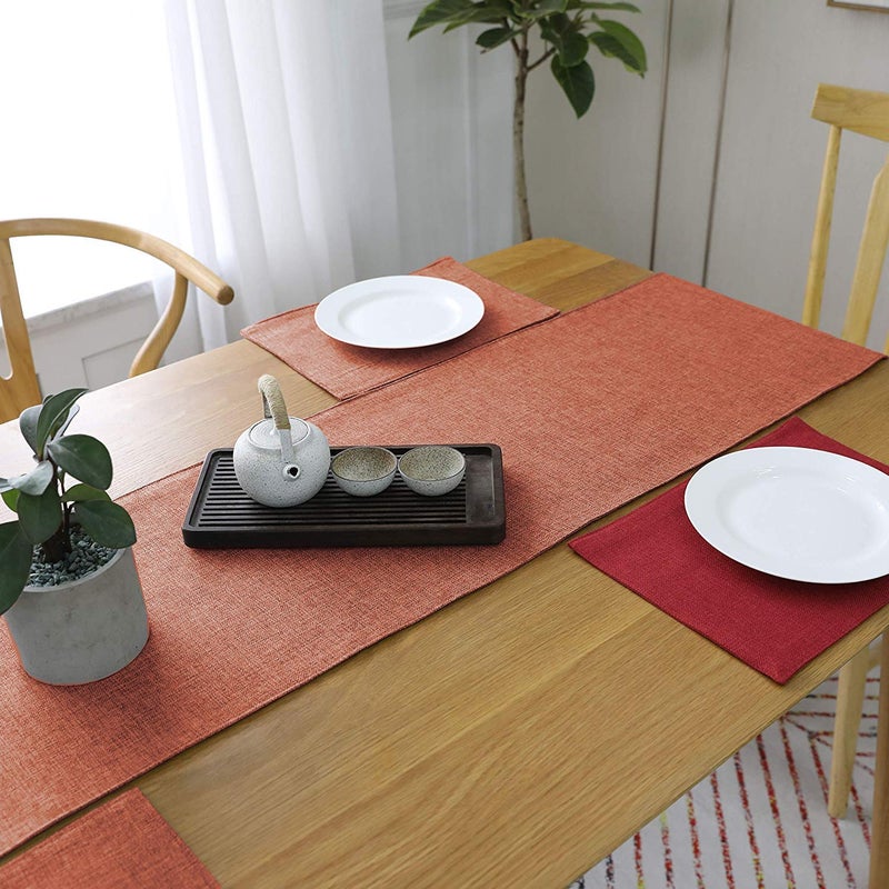 CASANEST Jute Table Runner with Backing Heat Resistant Dining Table Runner for Dining Table Wedding Party 12 x 60 inchesOrange - Image 4