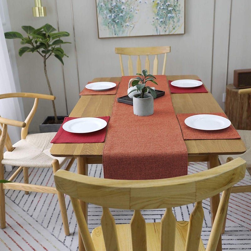CASANEST Jute Table Runner with Backing Heat Resistant Dining Table Runner for Dining Table Wedding Party 12 x 60 inchesOrange - Image 2