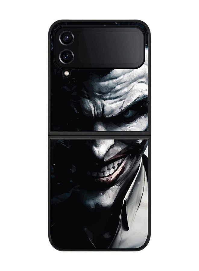 Stylizedd جراب أسود متين بحافة لهاتف Samsung Galaxy Z Flip4 جراب نحيف ناعم بحواف مطاطية مرنة ومضاد للسقوط مع غطاء TPU جل رفيع - Arkham Joker - Image 1