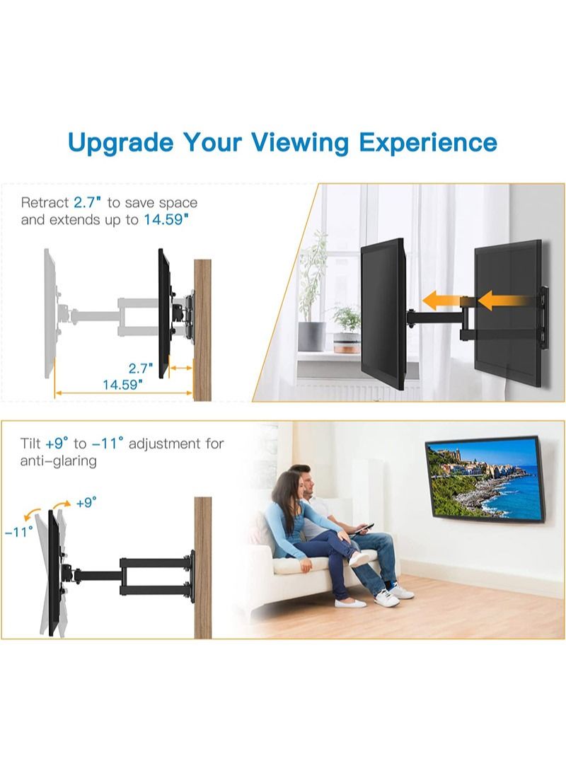 FlashHawk TV Wall Mount Monitor Wall Bracket with Swivel and Articulating Tilt Arm Fits 14-47 Inch LCD LED OLED Screens - Image 4