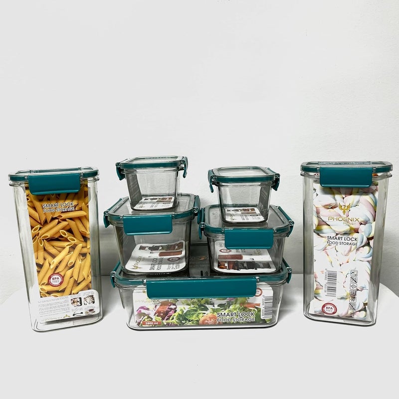 Phoenix Acrylic Refrigerator Food Storage Containers with Airtight Silicone-Edge Lids, Clear, 7-Piece Set, Multiple Capacities 400ml to 2800ml - Image 3