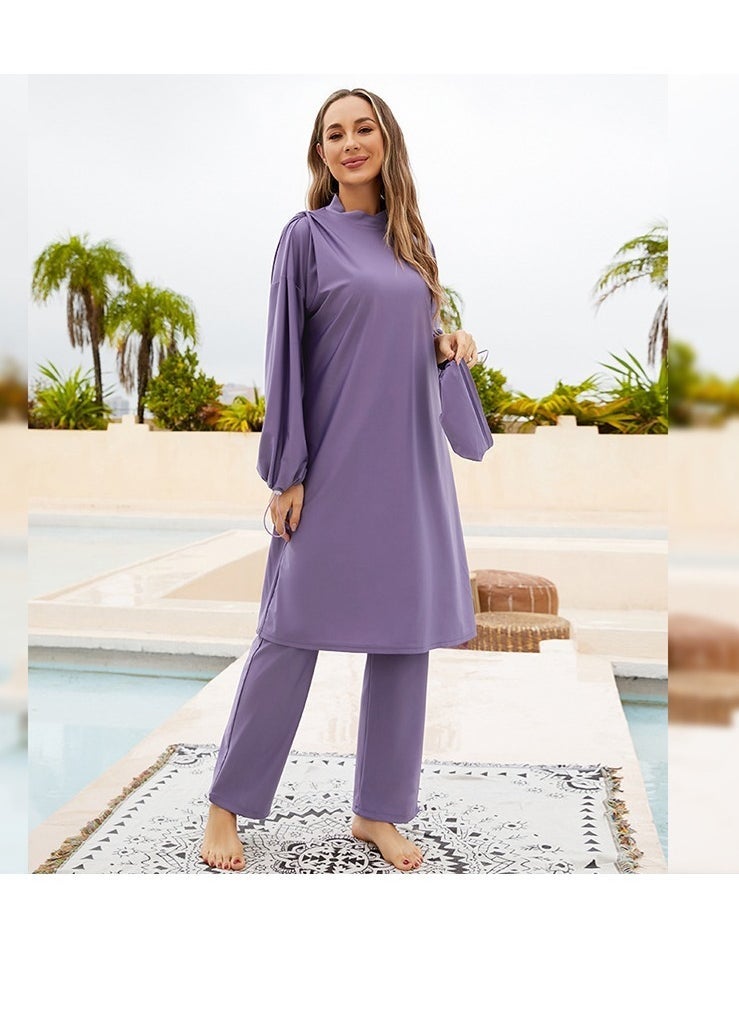 NADANBAO Women Muslim Burkini Swimsuits Modest Swimwear Islamic Long Sleeve Full Cover Hijab Dress Top Swim Pants ​Bathing Suit - Image 1
