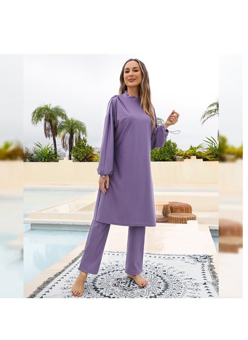 NADANBAO Women Muslim Burkini Swimsuits Modest Swimwear Islamic Long Sleeve Full Cover Hijab Dress Top Swim Pants ​Bathing Suit - Image 3