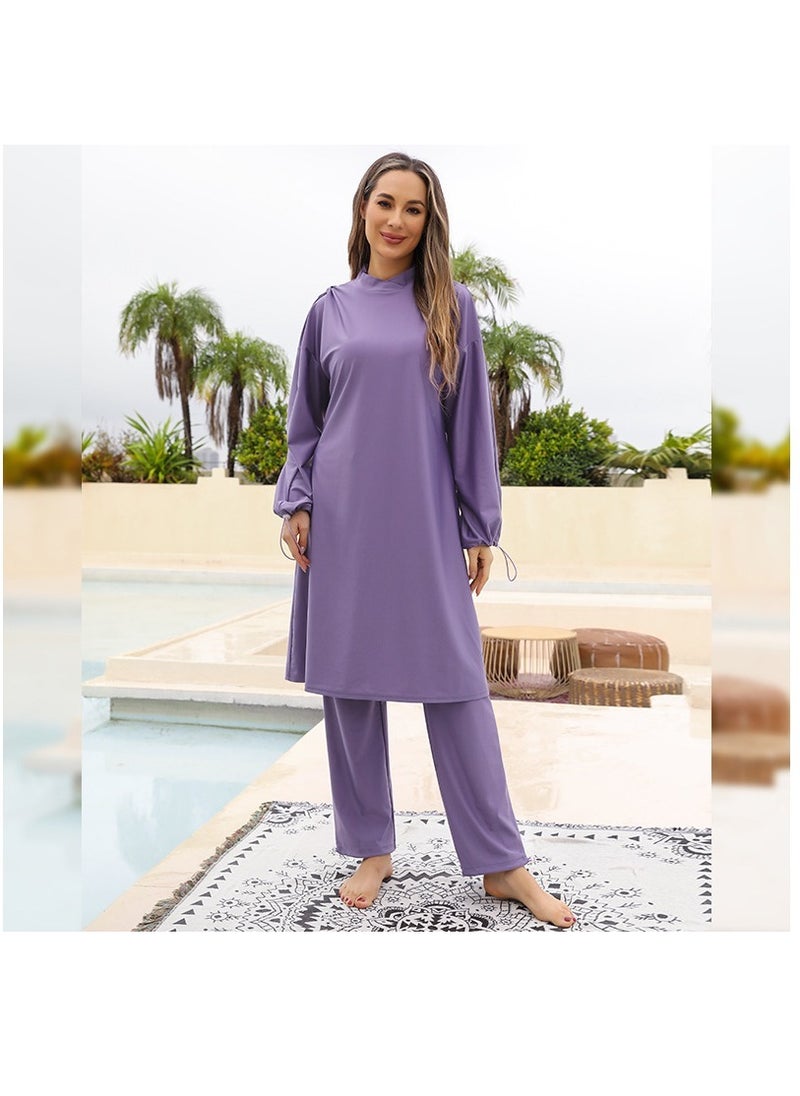 NADANBAO Women Muslim Burkini Swimsuits Modest Swimwear Islamic Long Sleeve Full Cover Hijab Dress Top Swim Pants ​Bathing Suit - Image 4