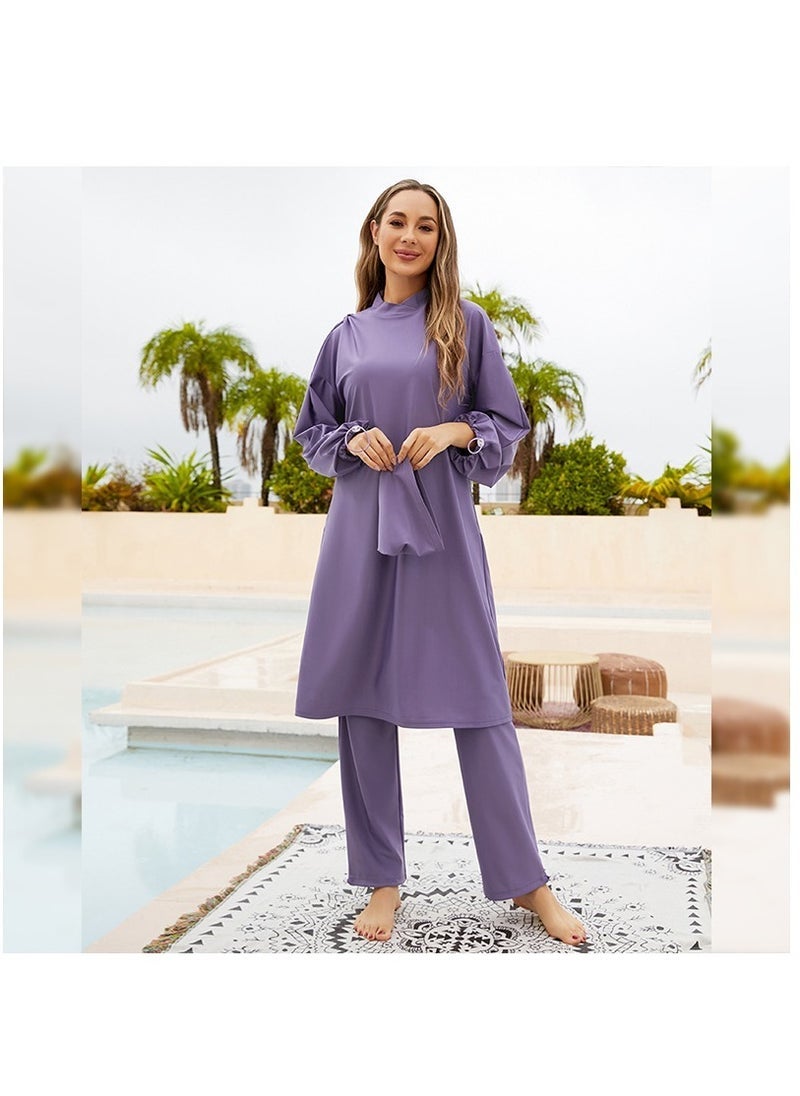 NADANBAO Women Muslim Burkini Swimsuits Modest Swimwear Islamic Long Sleeve Full Cover Hijab Dress Top Swim Pants ​Bathing Suit - Image 5