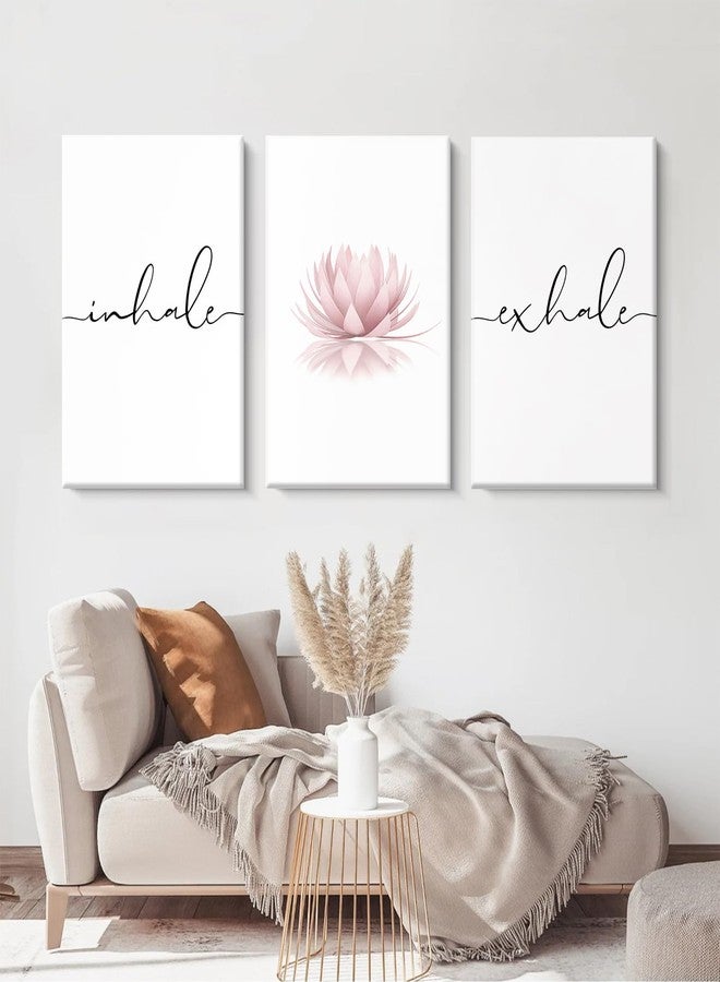 Pennclys Inhale Exhale Wall Art Zen Canvas Decor Yoga Lotus Wall Art Calming Meditation Artwork Pink Yoga Poster Zen Pictures Painting for Living Room Bedroom 12x16 Inch Ready to Hang Set of 3 - Image 5