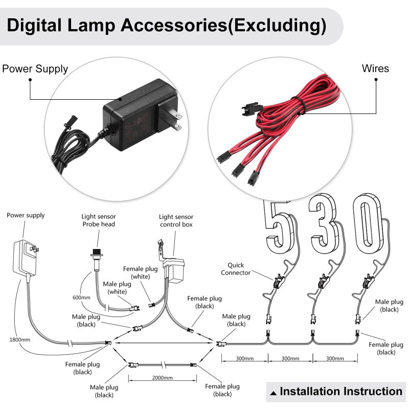 LMP 12V DC Low Voltage Led House Numbers Address Numbers 8 Inches, Modern Lighted House Numbers glow at night, Waterproof Corrosion Resistant, Easy to Install (number 6/9 No Powers) - Image 2