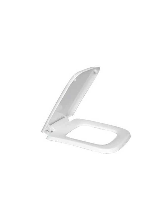DANUBE HOME Milano Square Wc Slow Down Seat Cover - White Finish Durable Acrylic Soft Close Toilet Lid Wc Accessories For Bathroom Fits With All Standard Water Closet - (47X34X5Cm)  - Image 1